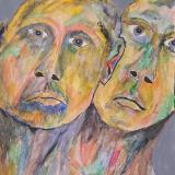 Attempting to hold back their tears. 