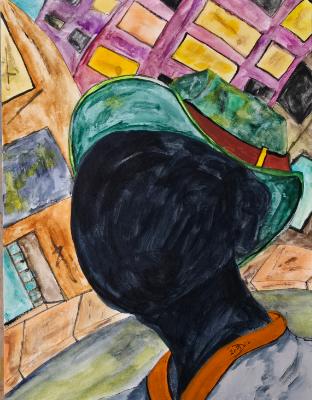 His shadowed self walks through an abandoned city His shadowed self walks through an abandoned city