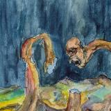 Stunned, the mushroom man gasps at his impending demise. 