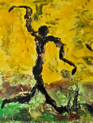 When one's shadow dances free. 