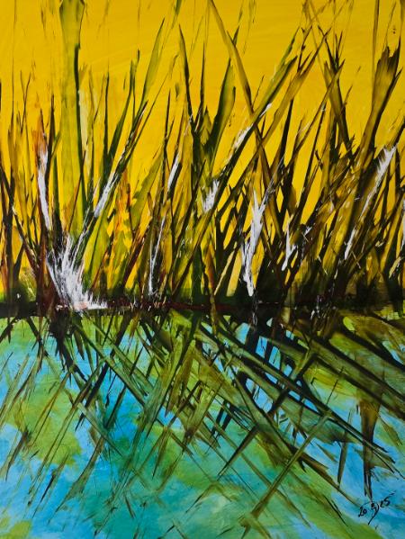 Within the marsh, hidden frogs sing the sun up. 