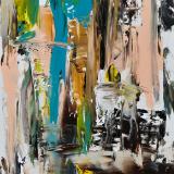 A trace of blood within the bustling crowd who surring transforms each individual into an abstraction 