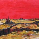 Fire in the Sky, Silence Upon the Land. © 2009 by Duane Kirby Jensen, 12 x 24, Acrylic on DeepEdge canvas.