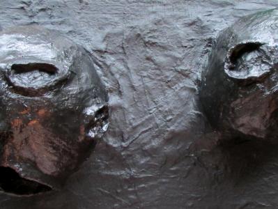 After the waters recedes, mud reveals the atrocities committed on people in mid-scream. (On Display at Creatives) After the waters recedes, mud reveals the atrocities committed on people in mid-scream. (On Display at Creatives)