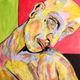 Contorted by the memories of his lost friends.